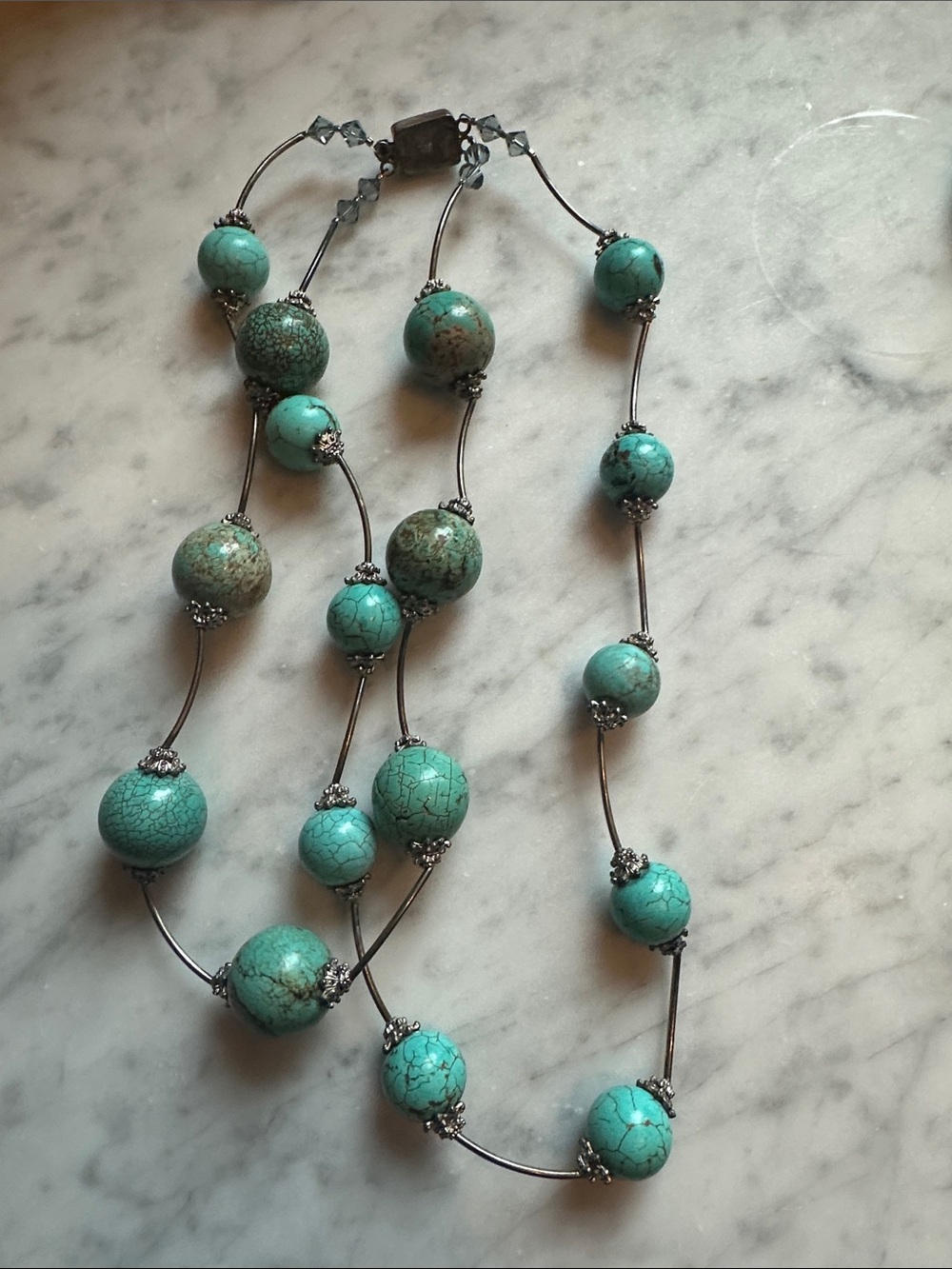 Turquoise Bead Long Necklace - Unbranded